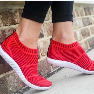 Charleston Shoe Co. Red Knit Laceless Slip On Sneakers Size 7